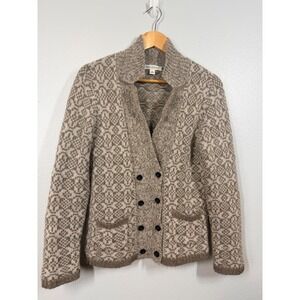 Banana Republic Womens Fair Isle Knit Button Front Sweater M Italian Wool Alpaca